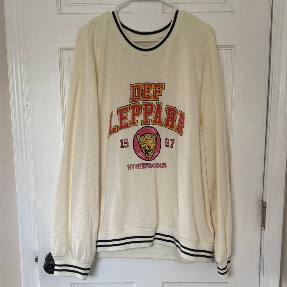 NWT Anthropologie Def Leppard Cream Sweater - Pilcro